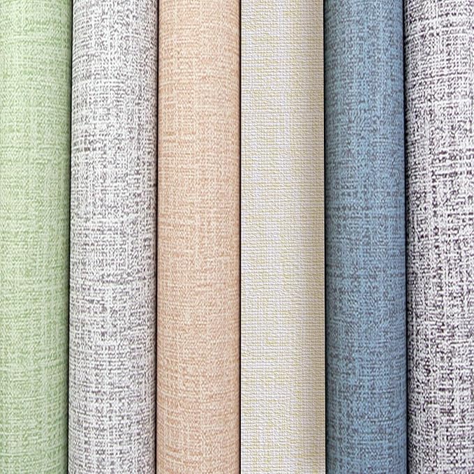 Yancorp 10ft Textured Fabric Cream Wallpaper Faux Grasscloth Beige Peel and - Image 6