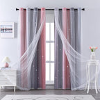 XiDi Curtains for Bedroom Decor, Rainbow Pink-Grey-52-90 by Addsomecolortolife