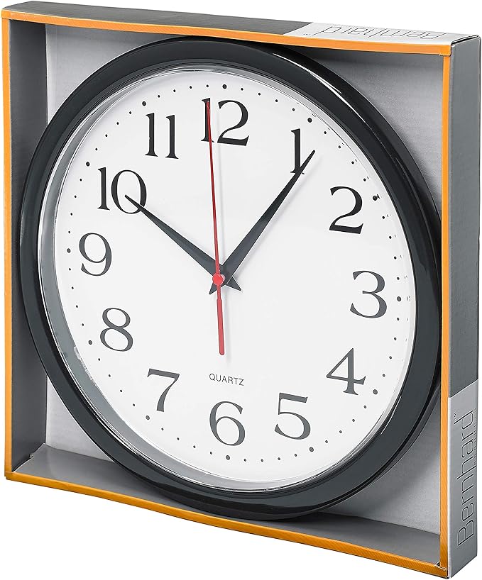 Bernhard Products Black Wall Clock Silent Non Ticking 10 Inch Quality Quartz - Image 5