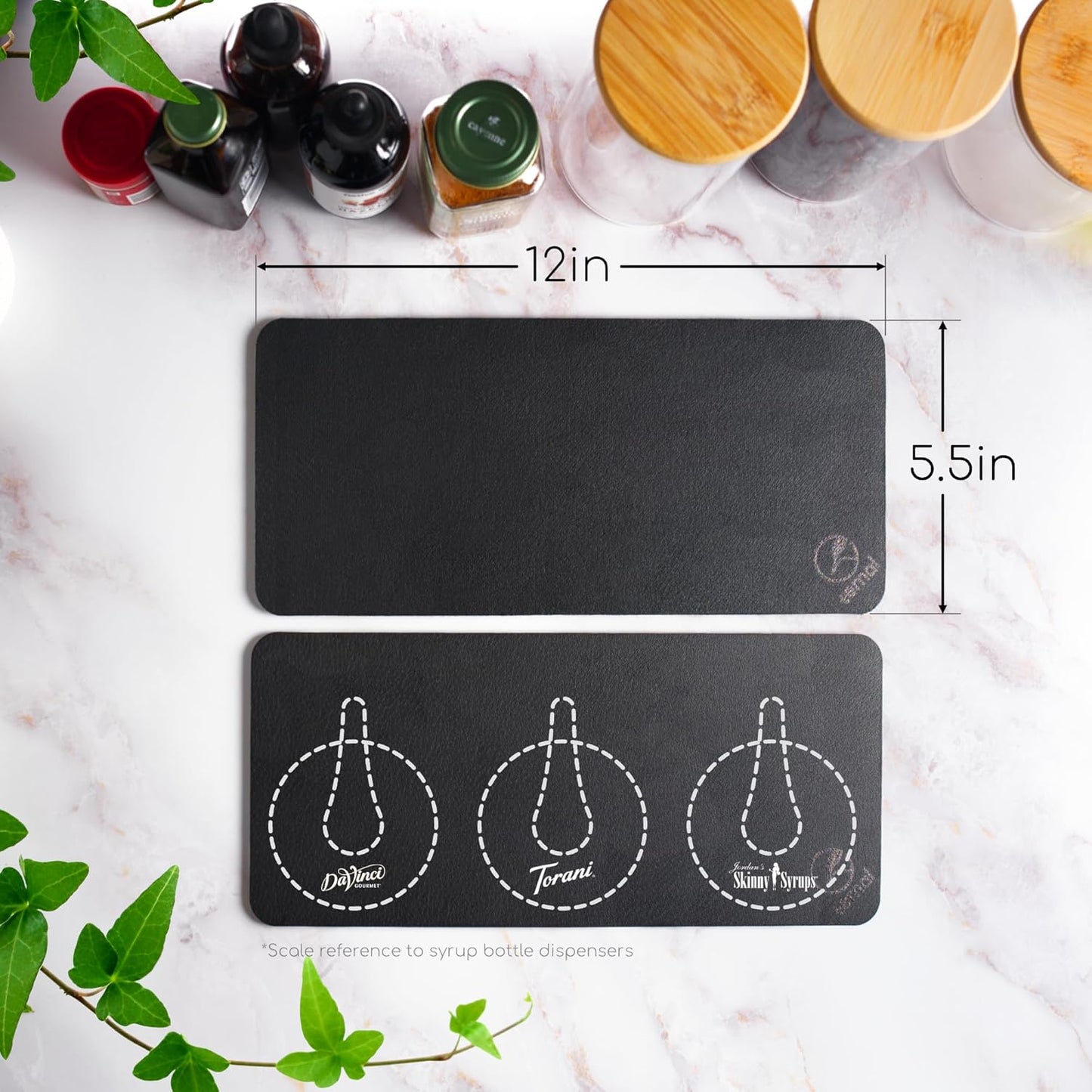 Ternal DripGuards Absorbent Counter Mat 2-Pack | Waterproof, Quick-Dry Coffee Bar Mat for Kitchen, Sink & Drink Station | Non-Slip, Spill-Proof Protector for Water, Oil & Syrup [5.5" x 12"]