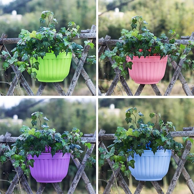 6 Pcs Colorful Resin Wall Hanging Planter Pot Vertical Garden Living Wall Mount - Image 8