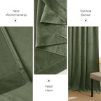 NICETOWN Sage Green Room Darkening Velvet Curtains 90 inches Long 2 Panels - Image 8