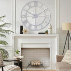 CLXEAST Large Modern 30 Inch Wall Clock Silver, Oversized Big Roman Numeral - Image 6