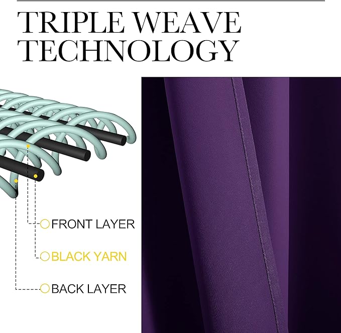NICETOWN Blackout Curtains for RV Windows, Royal Purple, 2 Panels, Room - Image 3
