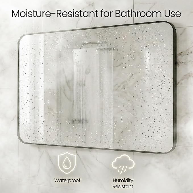 30x48 Inch Oversized Matte Black Bathroom Vanity Mirrors | Flush Mount Deep Set - Image 4