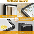 48 x 24 Black Framed Mirror for Bathroom, Beveled Black Bathroom Vanity Mirror - Image 8