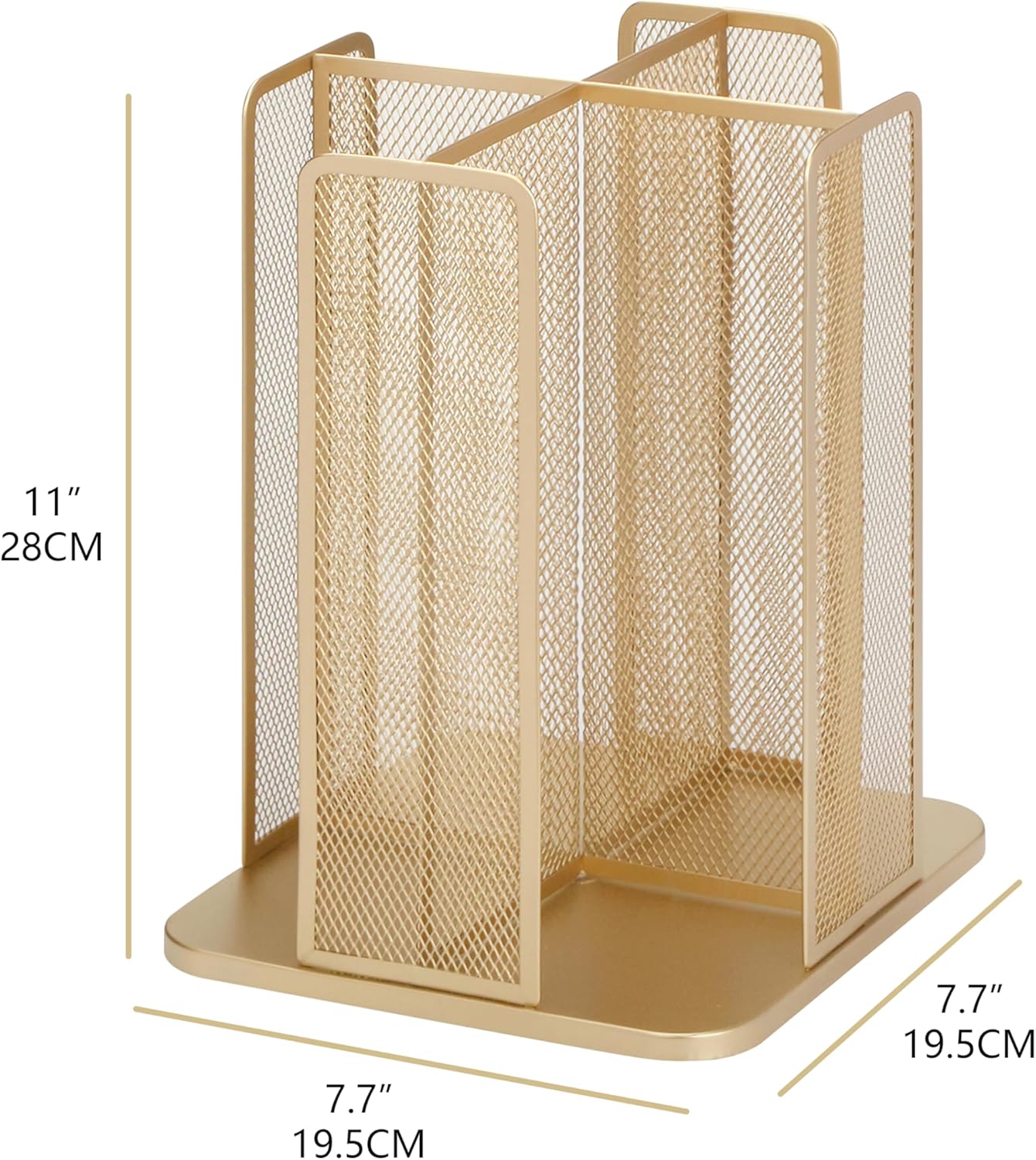 Annova Paper/Plastic Cup and Lid Holder Plastic Storage Organizer, 360°Rotating Coffee Mup Dispenser with 4 Compartments, Multifunctional Storage Rack for Home, Office, Bar, Coffee Shop (Gold)