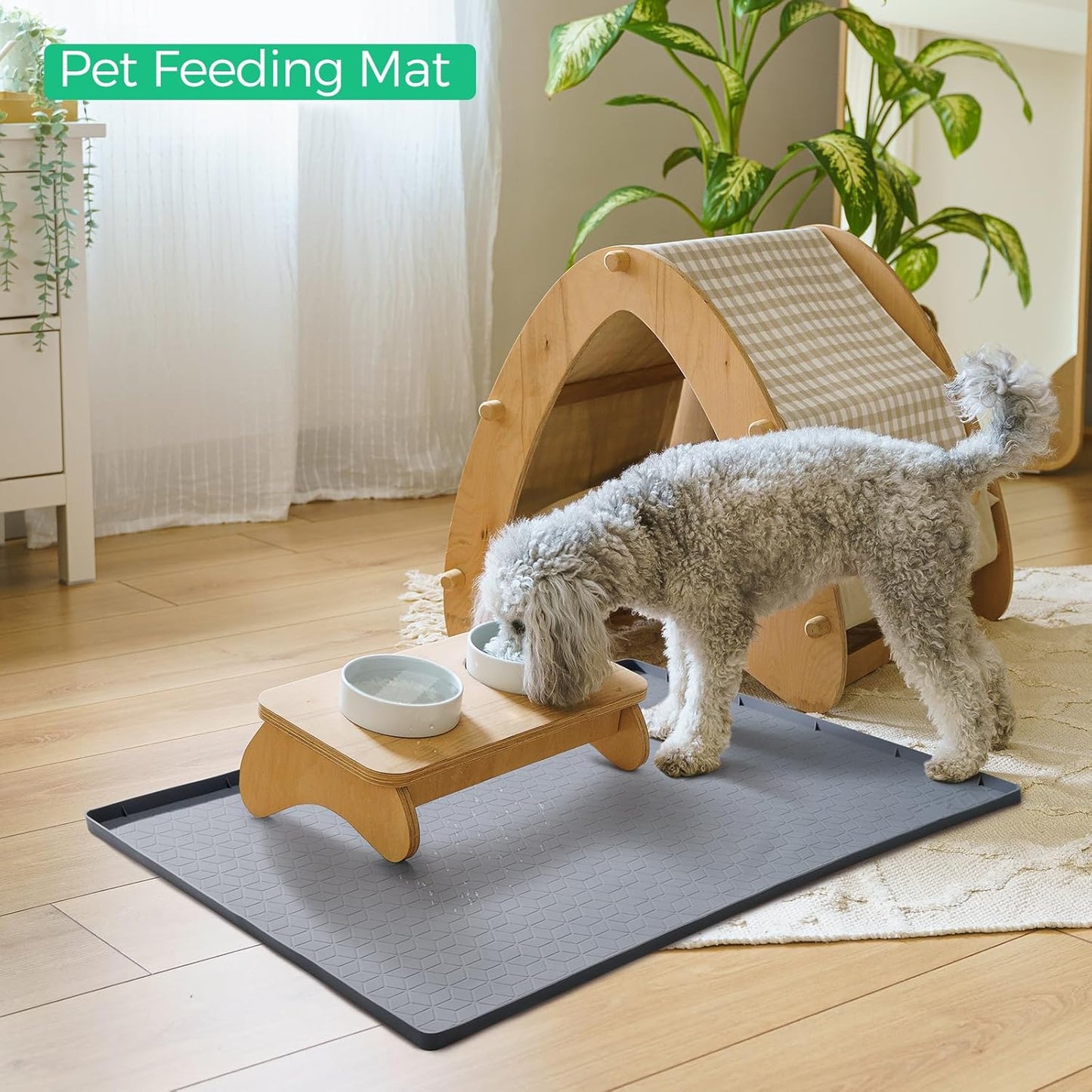 TRZZ Silicone Waterproof Under Sink Mat 34" x 19", Drip Tray and Cabinet Liner for Kitchen and Bathroom, Prevents Water Damage and Organizes Cabinets (Grey)