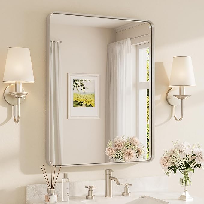TETOTE Brushed Nickel Mirror 28 x 36 Inch by TETOTE