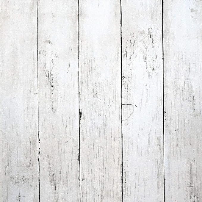 CiCiwind 590 in x17.7 in White Wood Peel and Stick Wallpaper Removable Vintage by CiCiwind