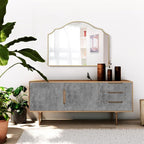 Besdomus Gold Scalloped Mirror for Dresser: 35"x26" Modern Wooden Mantel Mirror - Image 9