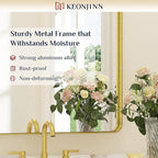 Keonjinn Gold Bathroom Mirrors for Over Sink, 40” x 30” Brushed Brass Mirror - Image 9