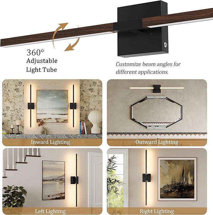 Rayogale Rechargeable Battery Operated Wall Sconce Set Two, 8000mAh Cordless - Image 3