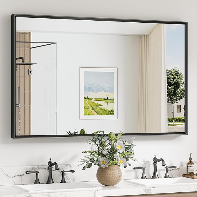 Keonjinn 48 x 30 Inch Black Bathroom Mirrors by Keonjinn