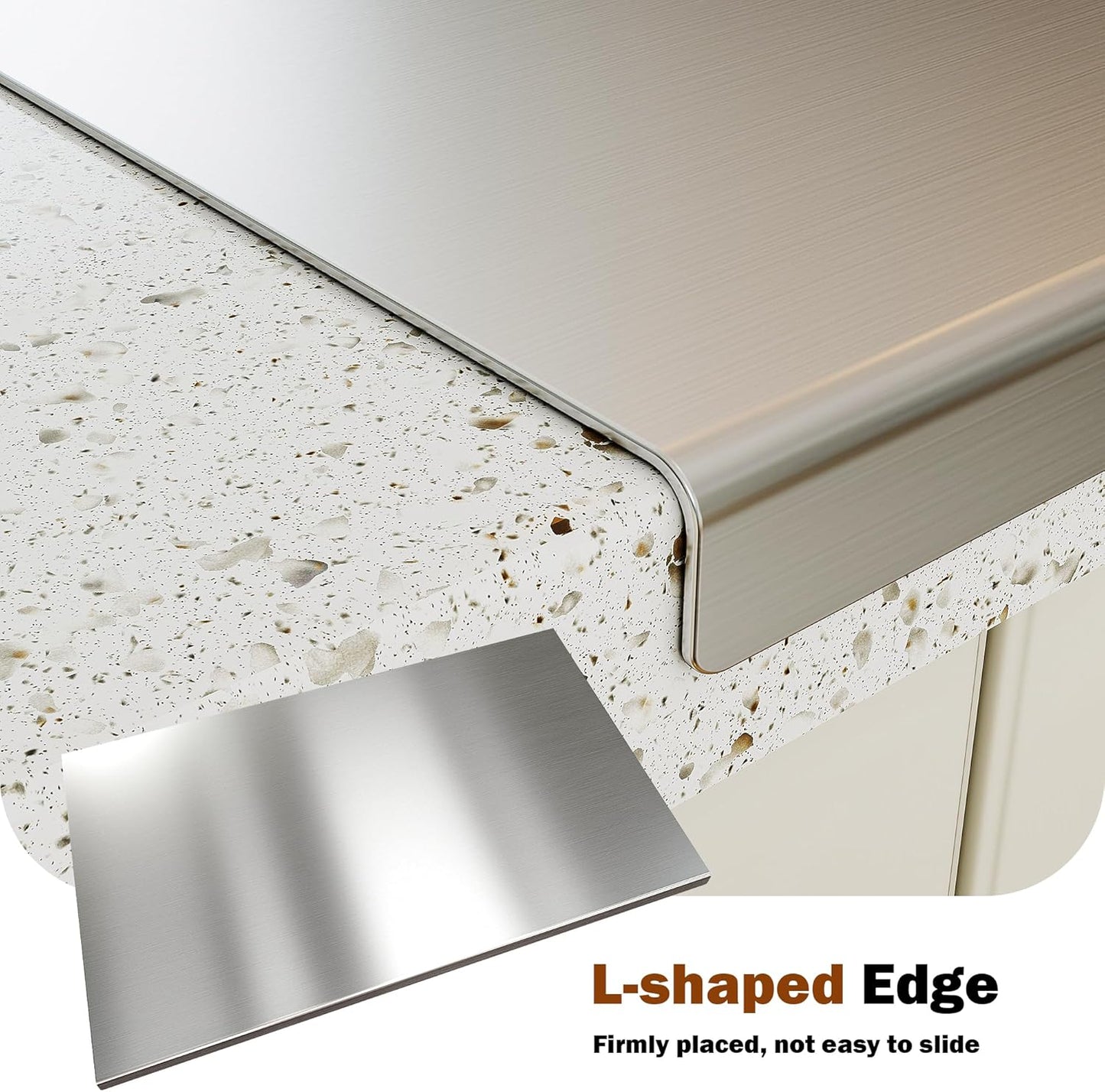 Large Cutting Board 35.4" L X 22.8" W Stainless Steel Cutting Board with Lip Metal Baking Board Non Stick Thick Board with Rolling Pin for Meat Fruits Vegetables Bread and Baking