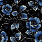 FLFK Floral Wallpaper Peel and Stick Dark Blue Flower Wallpaper 16" x 128" by FLFK