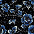 FLFK Black Wallpaper Peel and Stick Dark Blue Floral Wallpaper 16" x 64" by FLFK