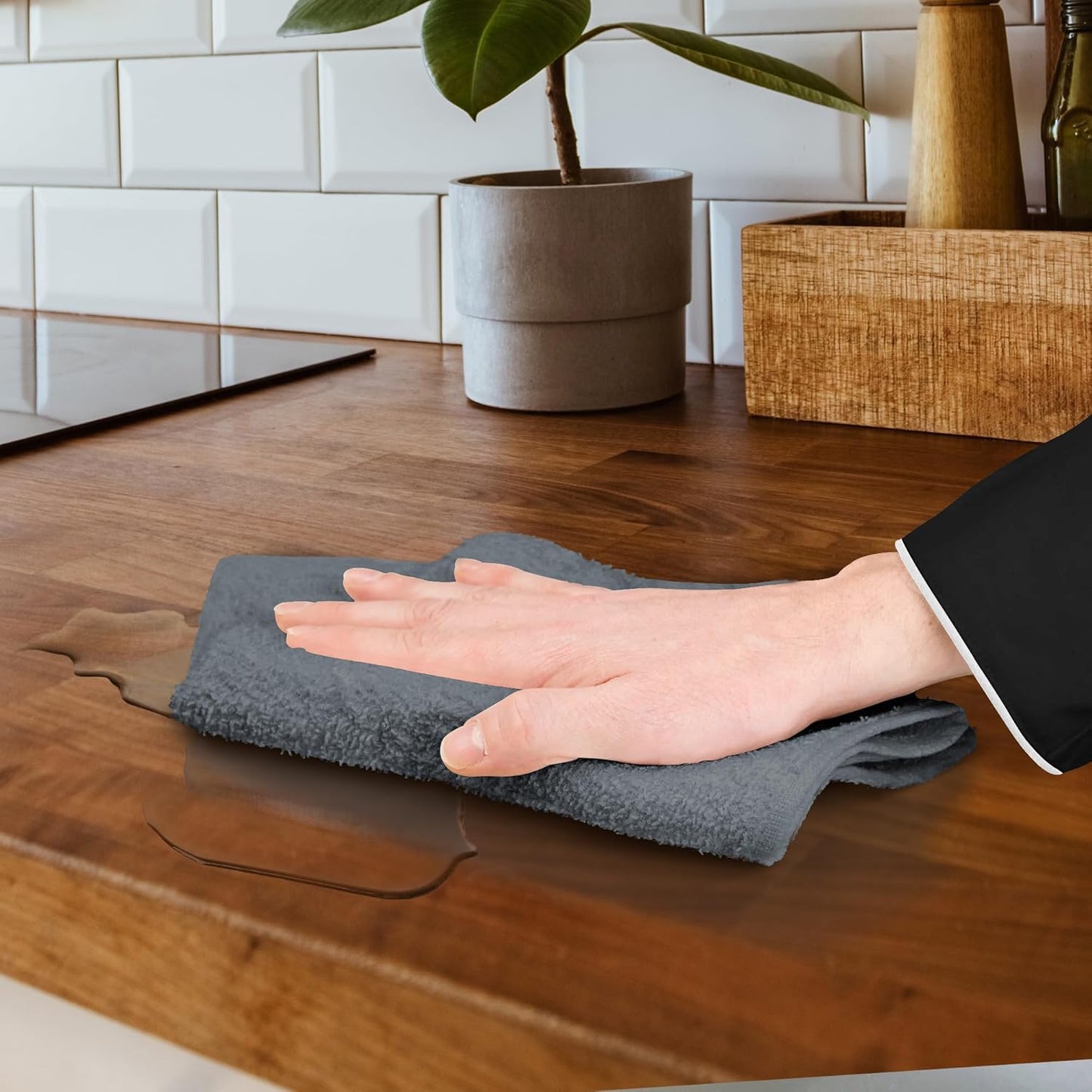 Avalon Towels Terry Bar Mop Towels (Value Pack of 36) Size 14"x17" – Absorbent and Durable, Multipurpose Cleaning Rags, Cotton Cleaning Cloths, Terry Cloth Rags, Reusable Shop Rag (Grey)