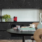 Black Peel and Stick Wallpaper 787.4inL17.3inW Silk Embossed Floral Contact - Image 7