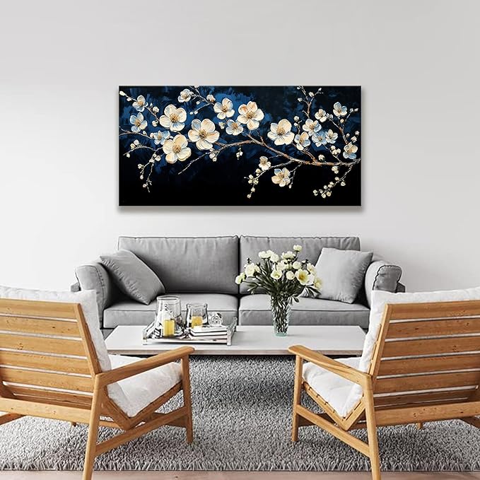 Suconvng White Flower Wall Art Canvas Wall Art Decor Set Home Wall Decor Modern - Image 3