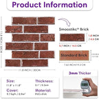 3D Peel and Stick Faux Brick Wall Panels 11.8" x 11.8" 10-Pack, Small - Image 6