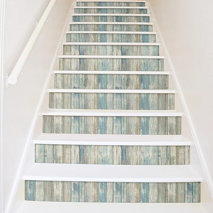 practicalWs 17.71''x 393.7''Blue Distressed Wood Wallpaper Self-Adhesive Peel - Image 5