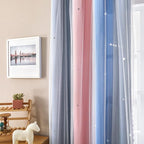 XiDi Curtains for Bedroom Decor, Rainbow PinkGreyBlue-52-54 - Image 2