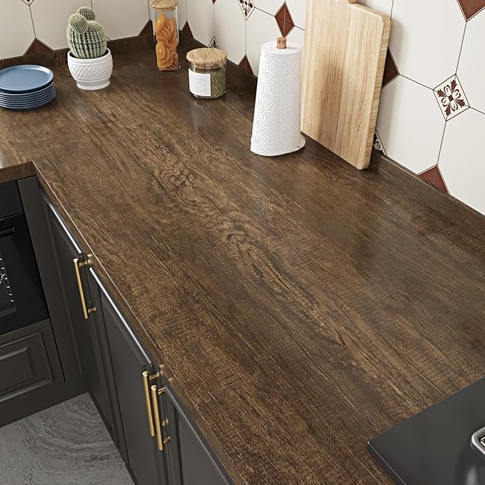 WESTICK 24"x394" Large Brown Wood Contact Paper Kitchen Countertop Peel and by WESTICK