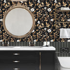 Extra Long Vintage Gold Wallpaper, 17.5" x 393" Classic Black and Gold Floral - Image 2