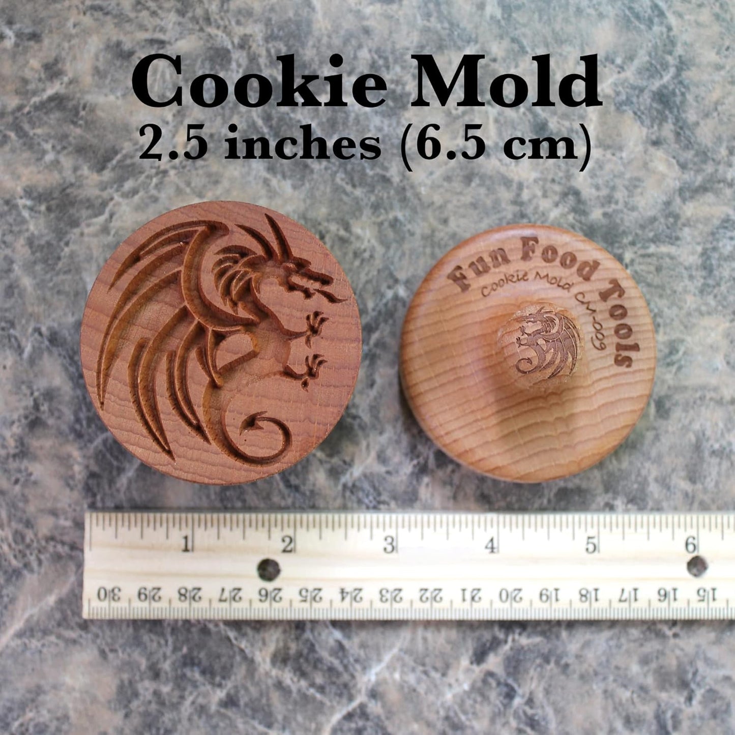 Wood Cookie Stamp, 2.5 Inch (Dragon CS-009)