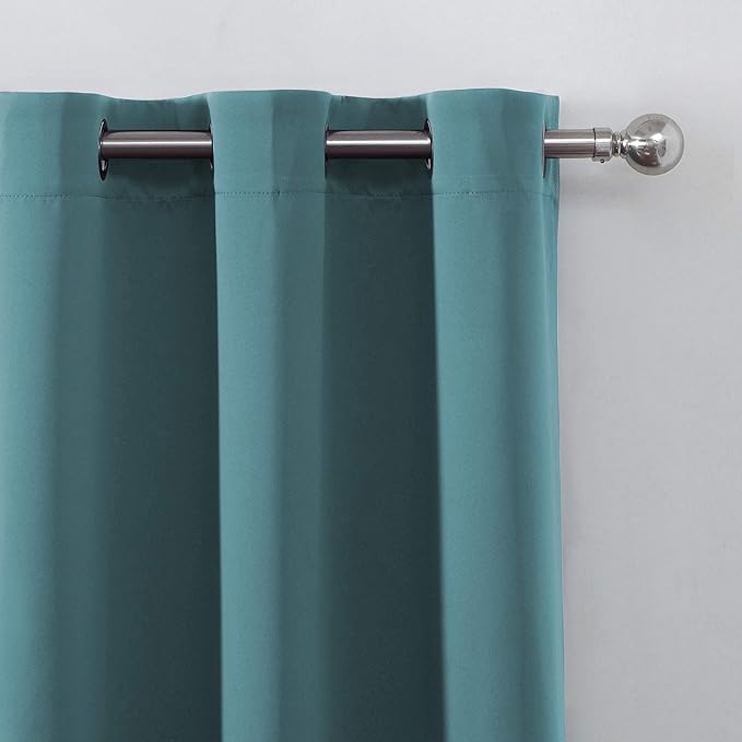 LEMOMO Sea Teal Thermal Blackout Curtains/52 x 54 Inch/Set of 2 Panels Room - Image 6