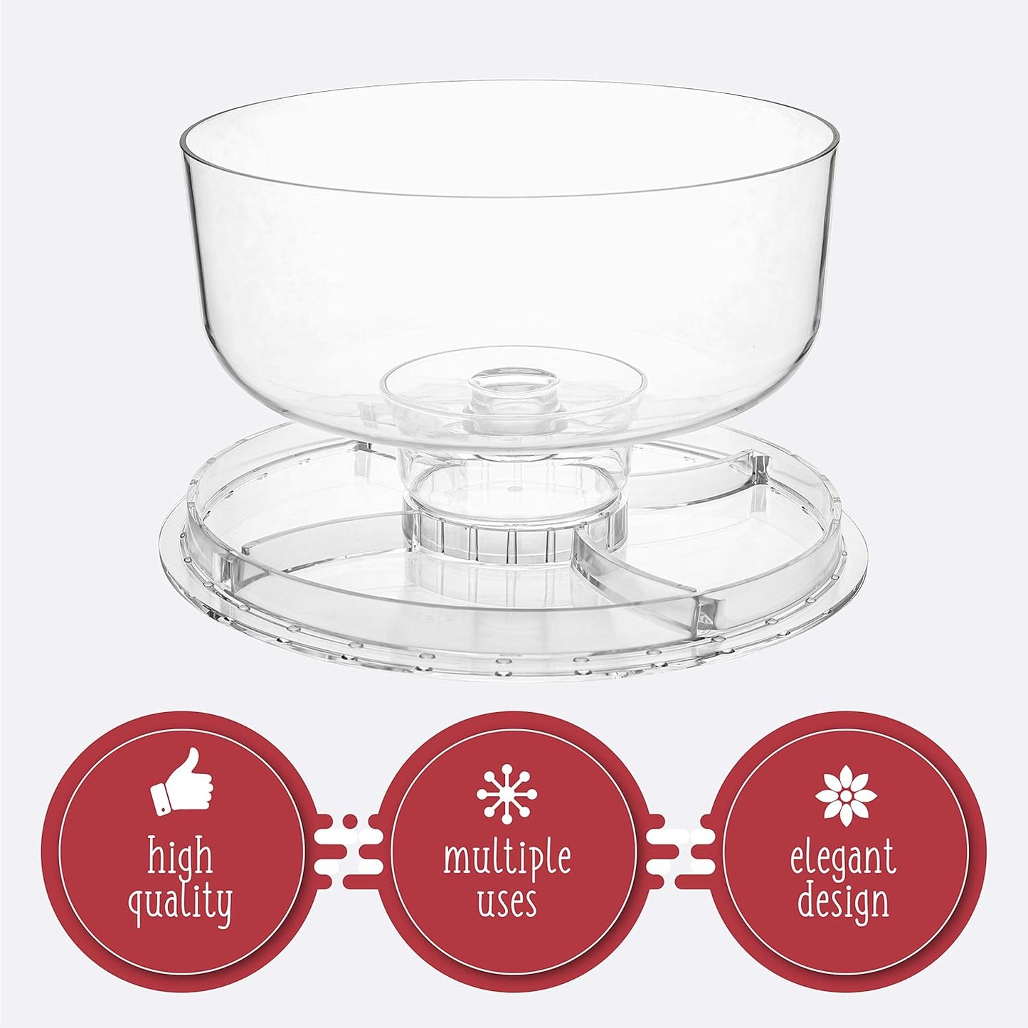 Homeries Acrylic Cake Stand with Lid, Cake Plate, (6 in 1) Multi-Functional Serving Platter, Large Cake Stand with Dome, Cake display stand with lid & Cake Dome - Use as Cake Holder, Cake Cover