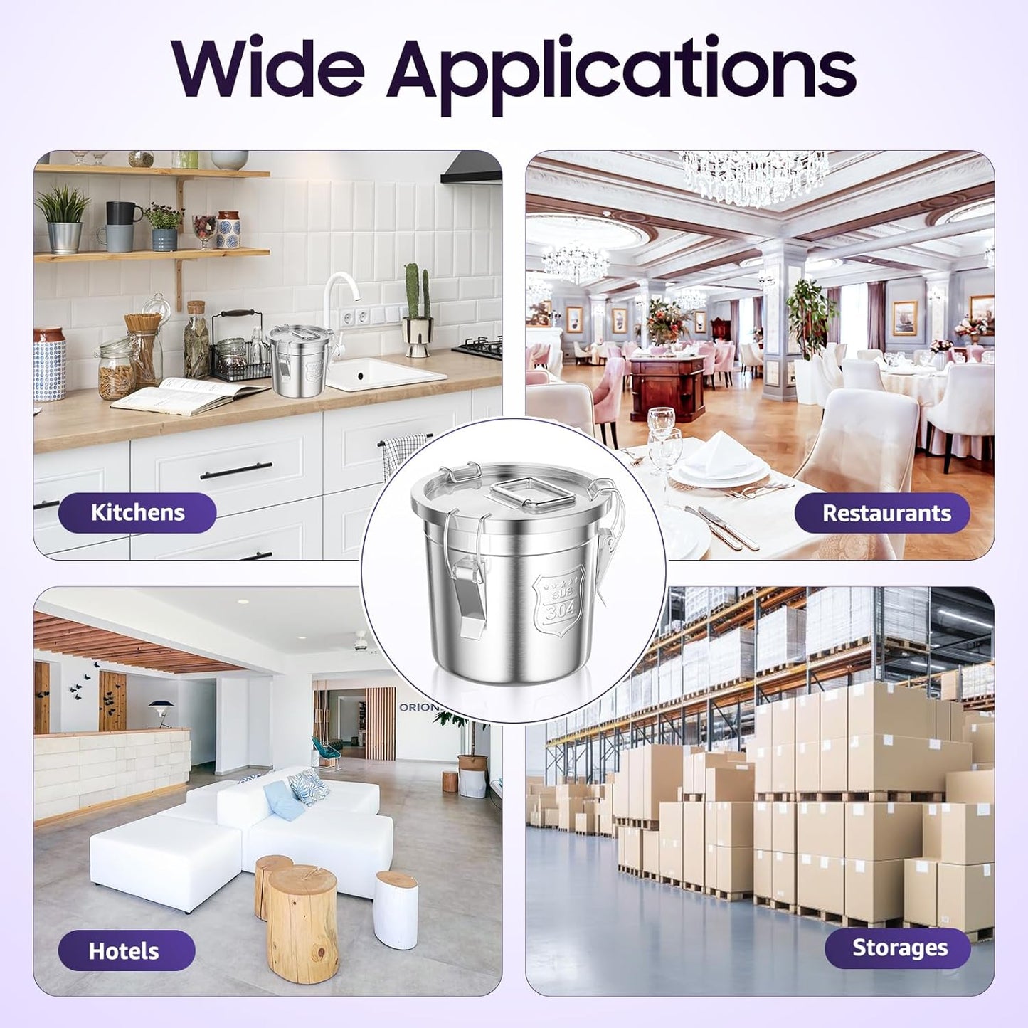 202 OZ Stainless Steel Canister Rice Cereal Grain Storage Containers with Lid Airtight Coffee Bean Storage Milk Flour Sugar Food Storage for Home Bar Restaurant (6L/202 OZ)