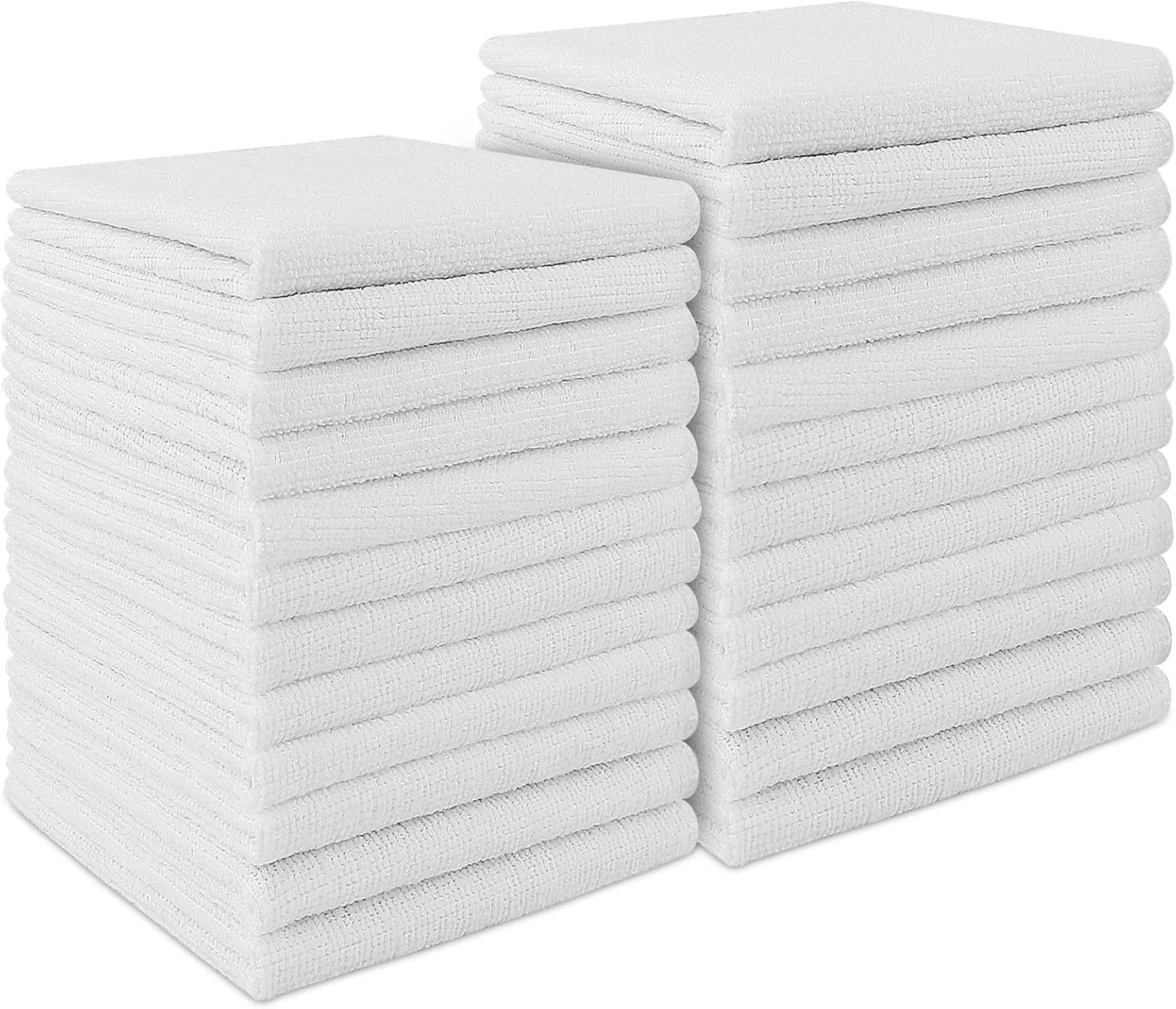 AIDEA White Microfiber Cleaning Cloth 24PK, Absorbent Cleaning Rags for Housekeeping, Lint Free, Scratch Free Wash Cloths, Microfiber Towels, Dish Towels White, Bar Rags, 11.5"x 11.5"