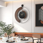 Modern Walnut Marble Dial Wall Clock, Large Wood Metal Frame Silent Non Ticking - Image 3