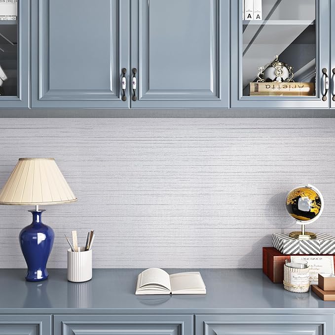 Livelynine 15.8x197 Peel and Stick Grasscloth Wallpaper White Textured Wall - Image 5