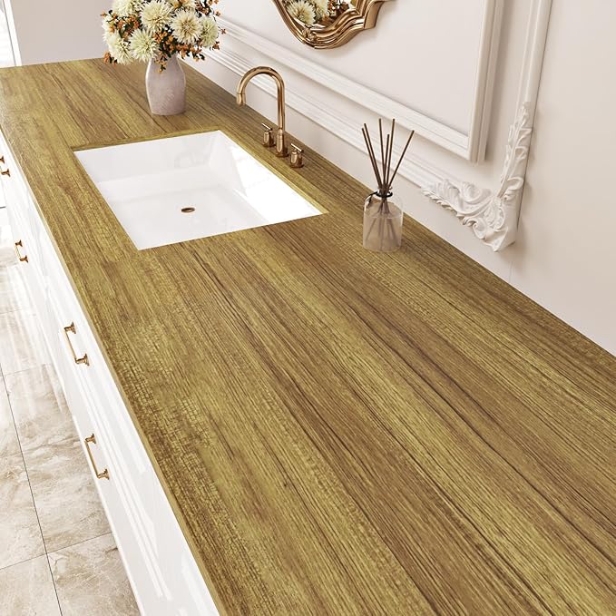 WESTICK Thick Brown Wood Wallpaper Kitchen Countertops Peel and Stick - Image 4