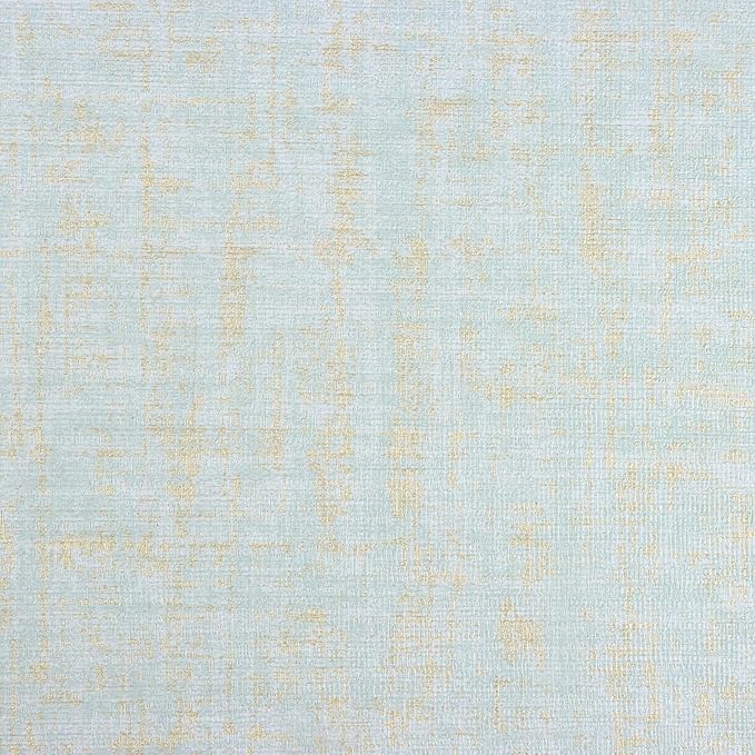 VEELIKE Blue Gold Grasscloth Peel and Stick Wallpaper 15.7''x118'' by VEELIKE