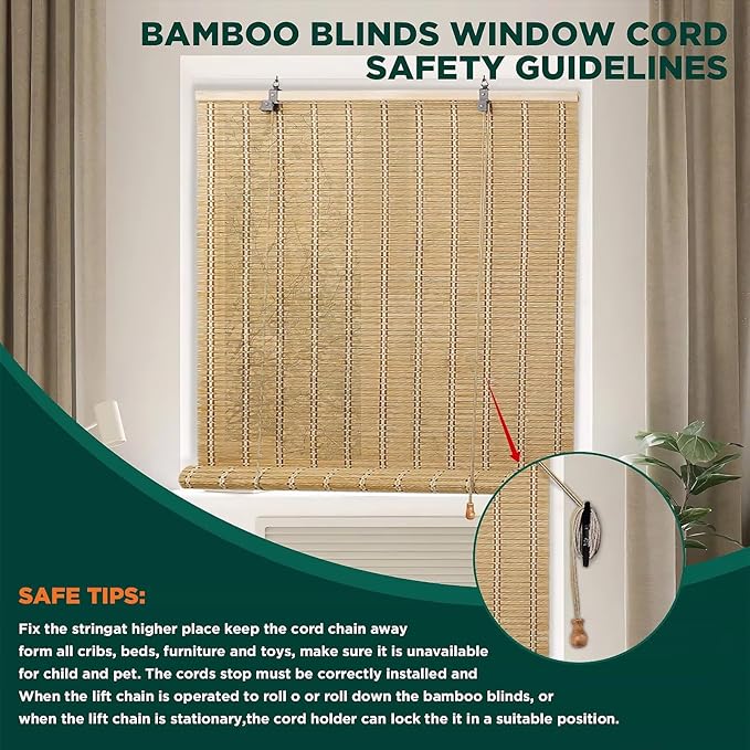 Bamboo Blinds for Interior Windows, Custom Roller Shades for Indoor Window and - Image 4