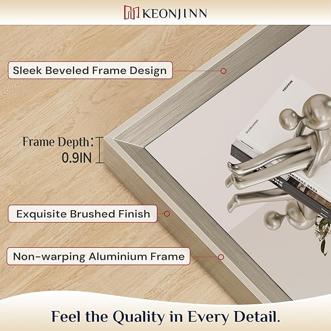 Keonjinn 48 x 30 Inch Brushed Nickel Bathroom Mirrors - Image 2