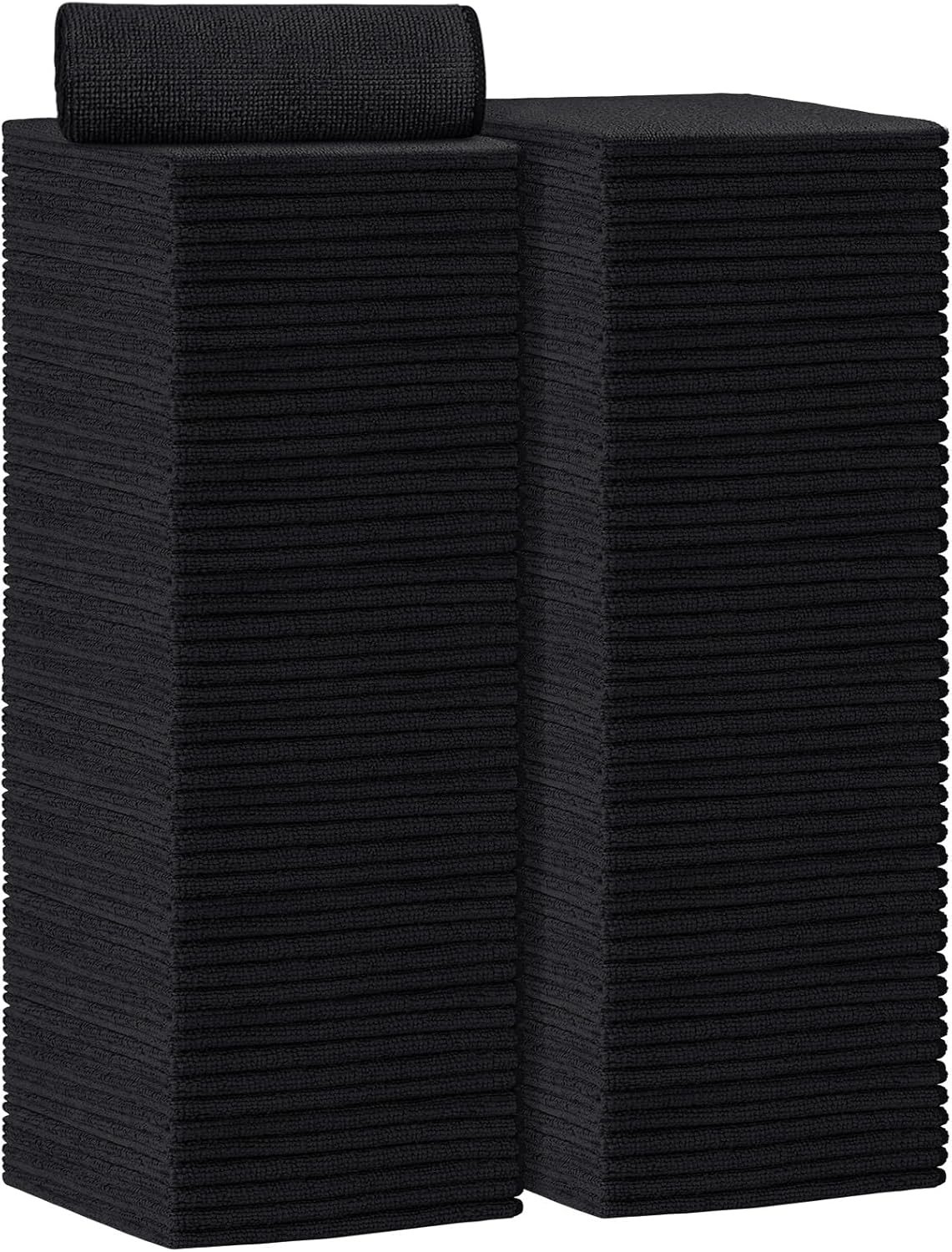 AIDEA Microfiber Cleaning Cloth 100PK, Soft Microfiber Towels for Cars, Absorbent Cleaning Rags, Lint-Free Streak-Free Wash Cloths for House, Kitchen, Window(12inx12in), Black