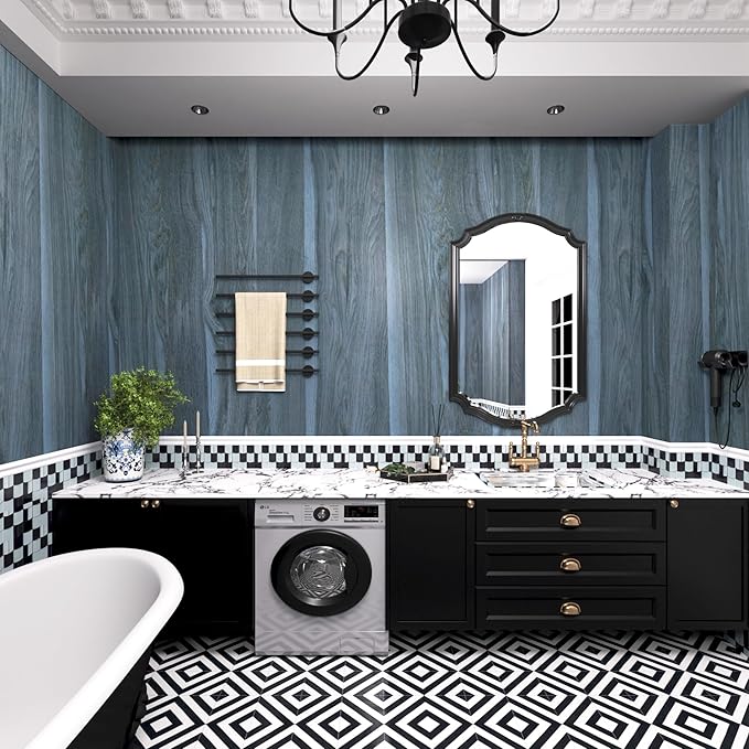 BOMENG Large Blue Wood Contact Paper Peacock Wallpaper Stick and Peel - Image 7