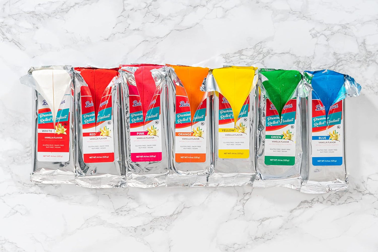 Bakerpan Premium Rolled White Fondant for Cake Decorating - 2 Pounds, Vanilla Flavor