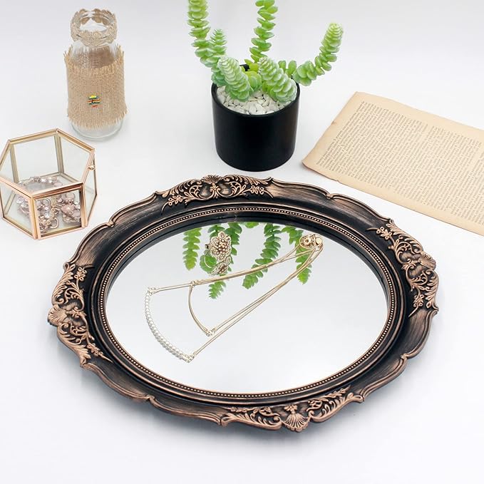 Eaoundm 13.1 x 14.8 inchs Plastic Frame Decorative Wall Mirror, Vintage Hanging - Image 3