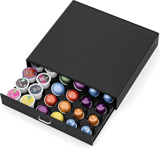 SZQINJI K Cup Holder Drawer 30 Pods Capacity, K Cup Organizer Coffee Pod Holder Compatible With Keurig K Cups for Nespresso VertuoLine/OriginalLine, Black