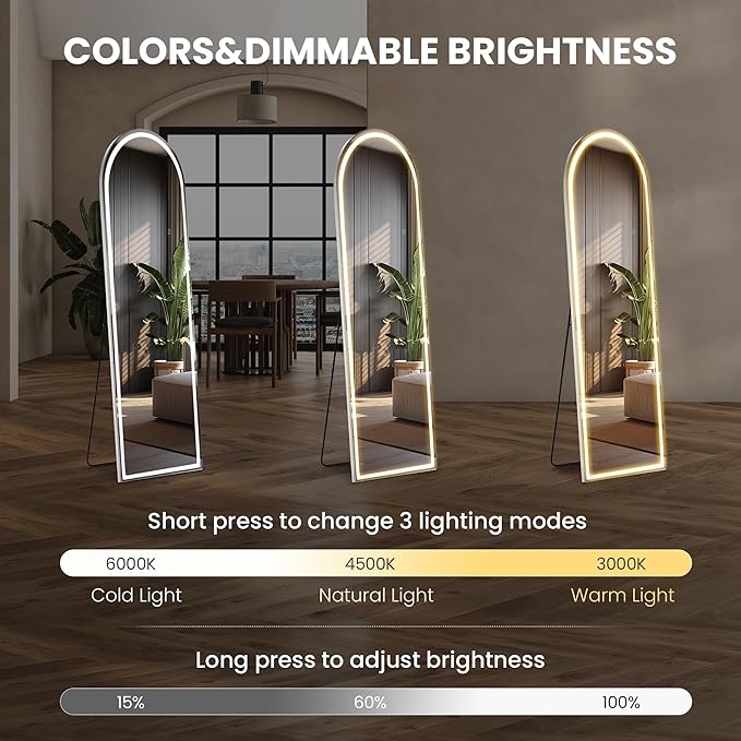 Sweetcrispy Arched LED Full Length Mirror - Image 4