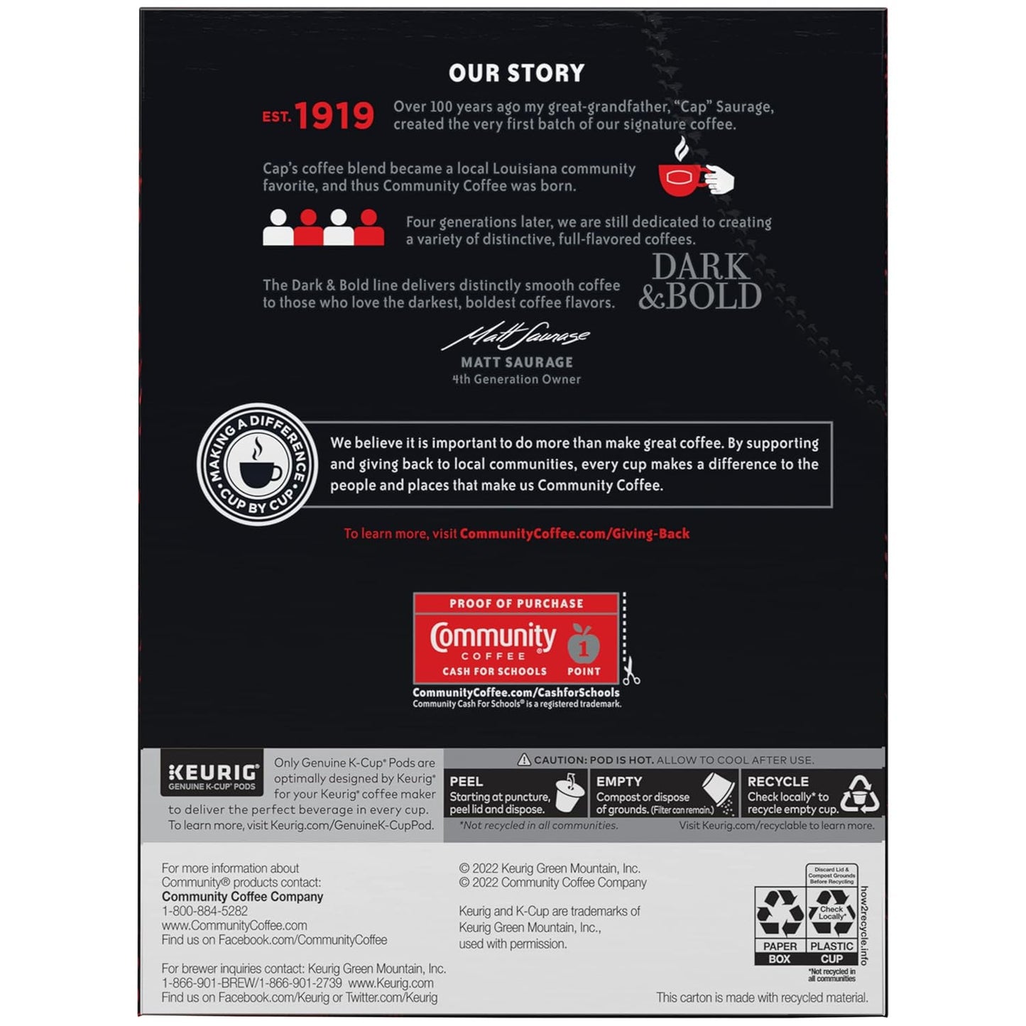 Community Coffee Dark & Bold Exxtra Boost 24 Count Coffee Pods, Compatible with Keurig 2.0 K-Cup Brewers, 24 Count (Pack of 1)