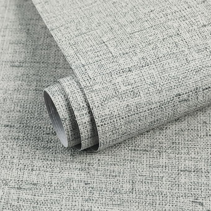 15.75"x787.4" Gray Grasscloth Wallpaper Peel and Stick Removable Textured Wall by MANONIRIA