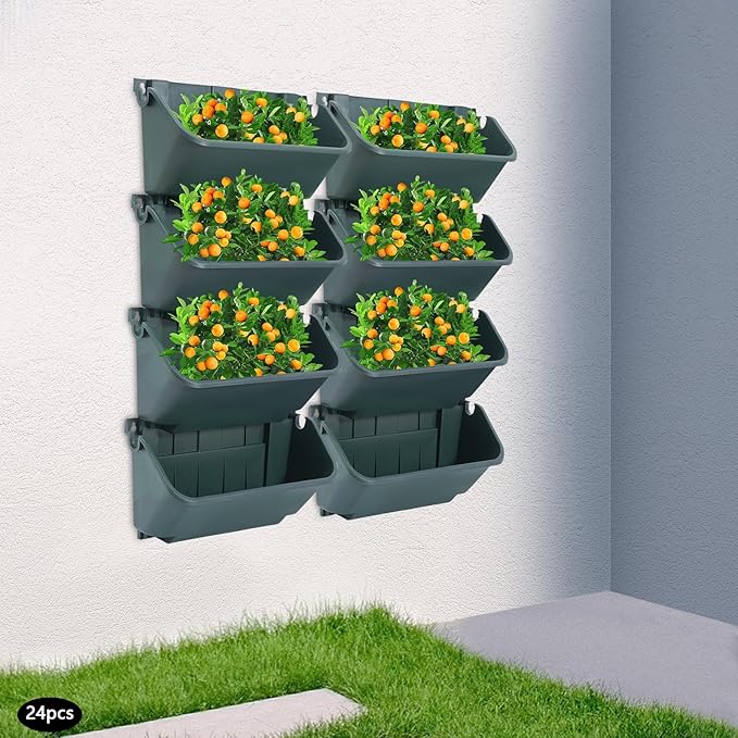 Vertical Wall Planter with 24 Pots, Hanging Garden Plant Flowerpot Holder - Image 3