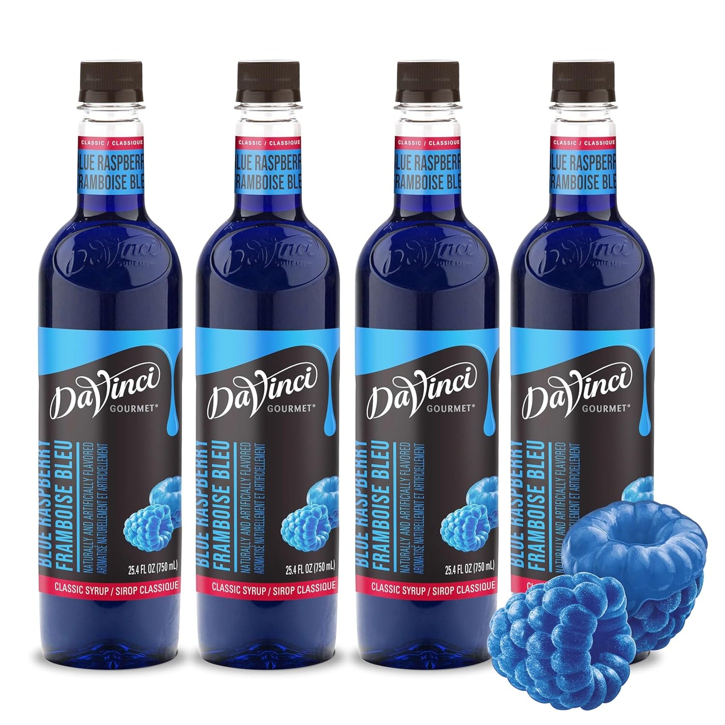 DaVinci Gourmet Classic Blue Raspberry, 25.4 Fluid Ounces (Pack of 4)